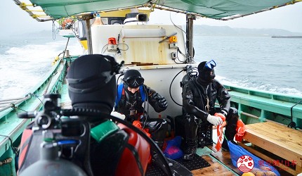 潛水士們準備出發捕撈北海道檜山海參