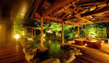 山陽山陰鳥取自由行必去人氣景點全日本唯一放射能氡溫泉三朝溫泉露天風呂