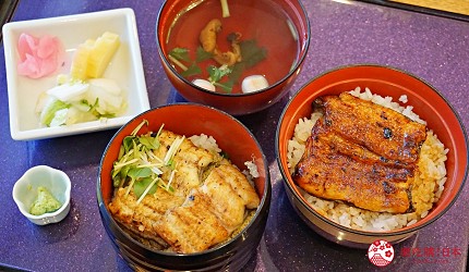 靜岡自由行景點推薦濱松市必吃鰻魚飯志ぶき白燒鰻魚蒲燒鰻兩色小丼