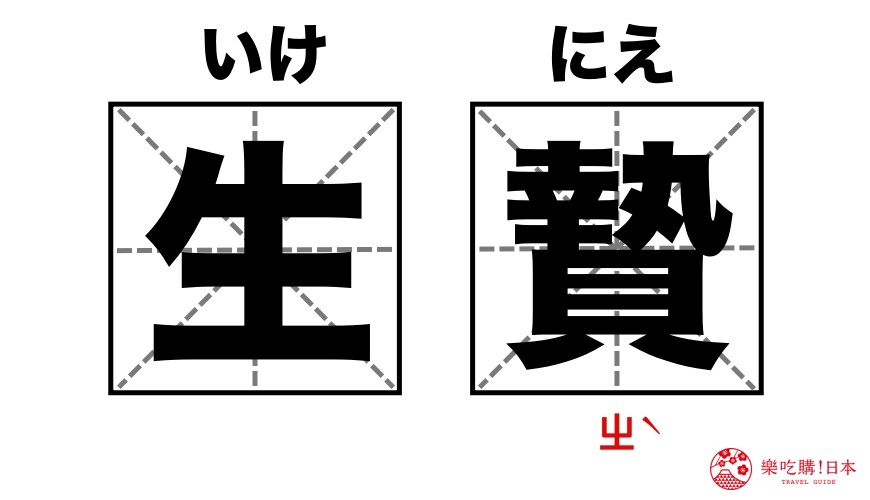 日語漢字「生贄」中文意思犧牲、活人獻祭漢字讀音形象圖