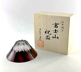 日本富士山杯田島硝子赤富士祝盃正版蝦皮