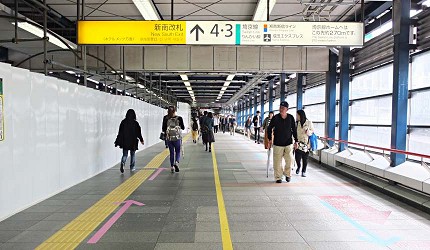JR澀谷站內前往「新南剪票口」和3、4號月台的聯絡通道