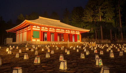 日本東北的磐梯町慧日寺跡在晚上的風貌