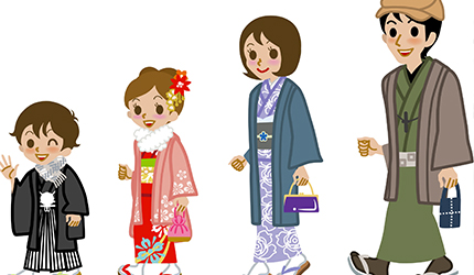 日本男女穿著和服