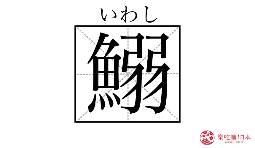 日本魚類漢字「鰯」（沙丁魚）的漢字形象圖
