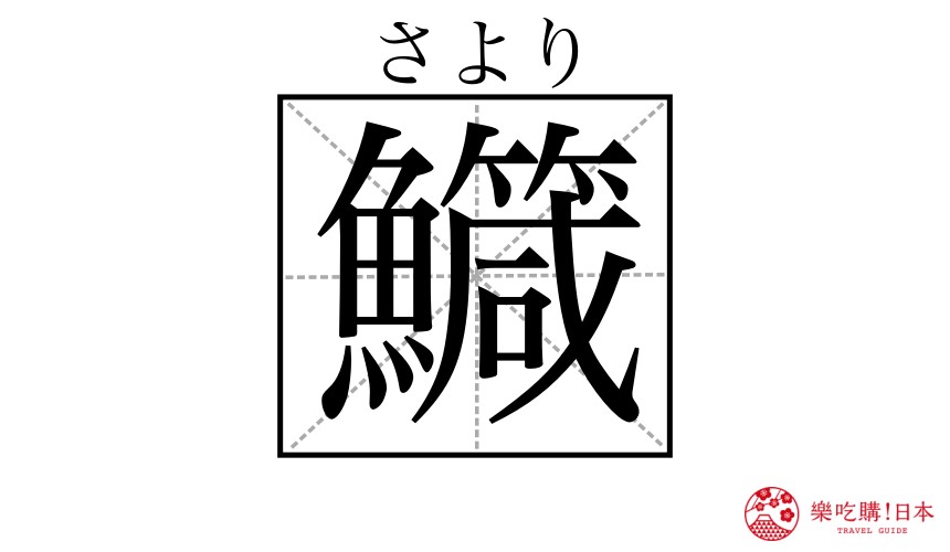 日本魚類漢字「鱵」（針魚）的漢字形象圖