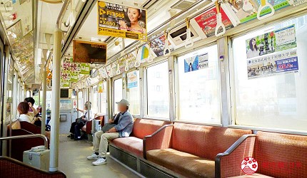 北海道自由行函館一日遊自助旅行，函館市電車車內一景