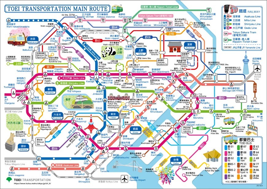 東京自由行交通都營一日乘車券搭乘範圍