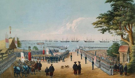 1854年培里再度率領艦隊來到日本