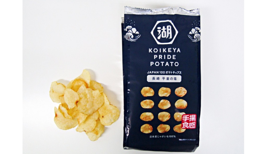 KOIKEYA PRIDE POTATO 手揚食感 長崎平釜鹽味（手揚食感 長崎平釜の塩）的包裝與洋芋片