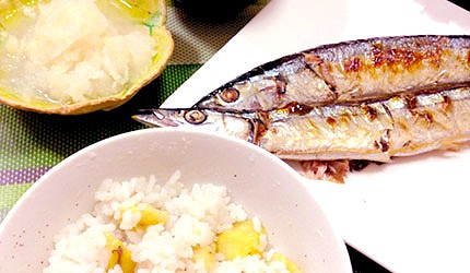 日本美食海鮮烤魚秋刀魚示意圖