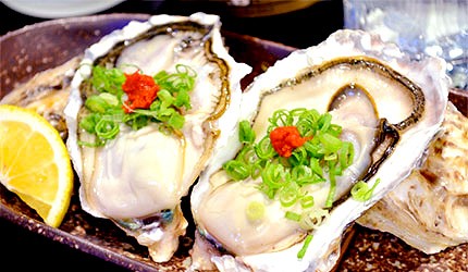 日本美食海鮮烤牡蠣生牡蠣示意圖